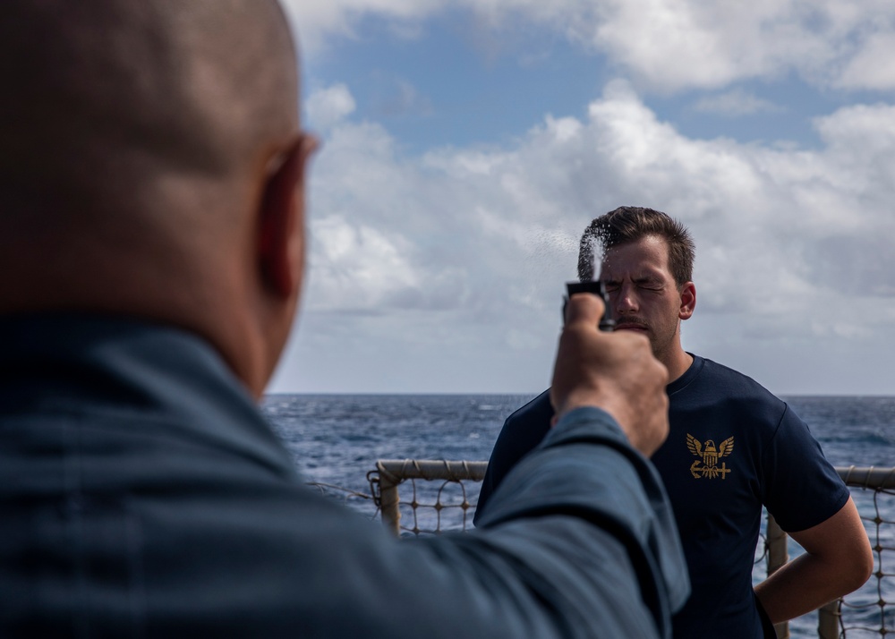 USS Rafael Peralta (DDG 115) conducts a force protection exercise