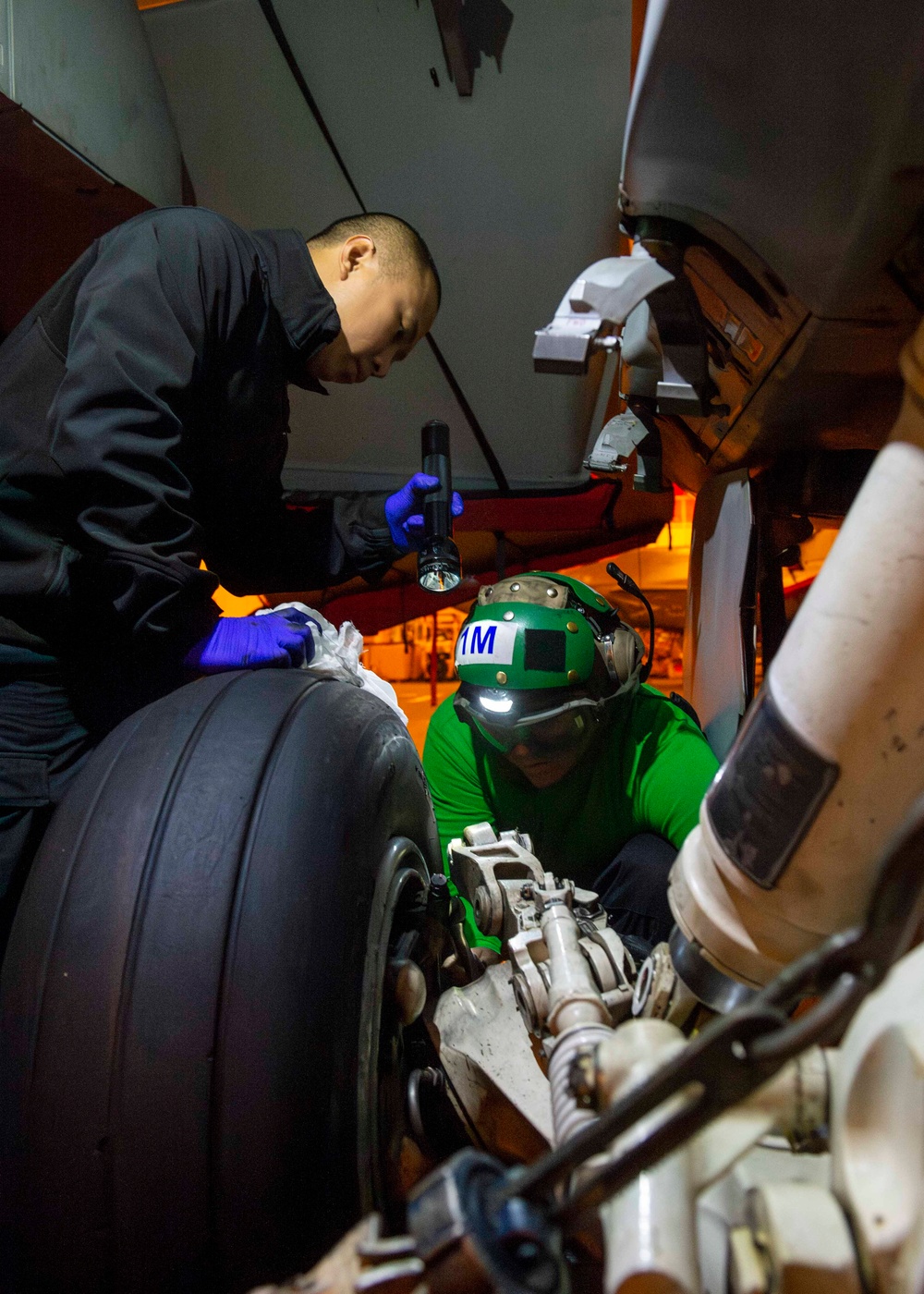 Strike Fighter Squadron (VFA) 2 Sailor Conducts Maintenance Aboard USS Carl Vinson (CVN 70)