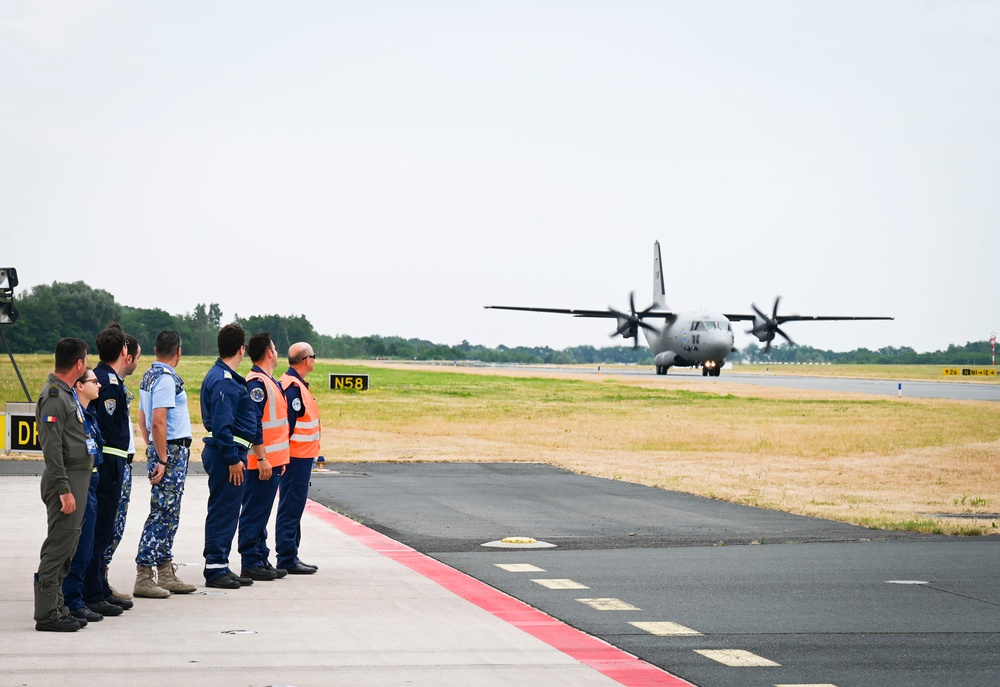 Nine Air National Guard aircraft fly in final C-130 mission of Air Defender 2023 out of Wunstorf Air Base with Romanian and German allies