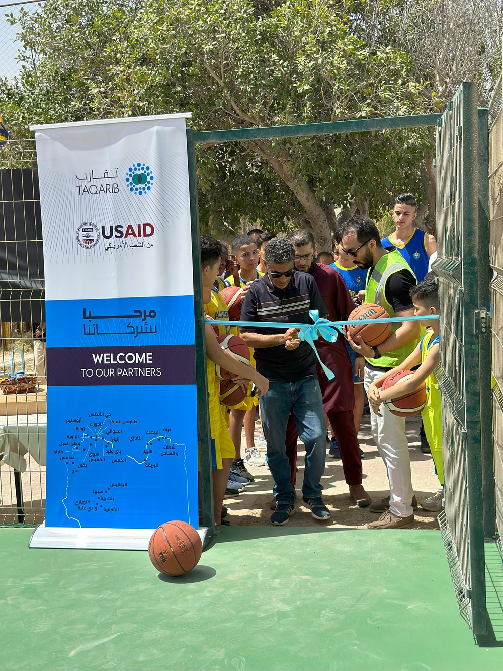 USAID refurbishes a basketball court and sports complex in Zwara, Libya.