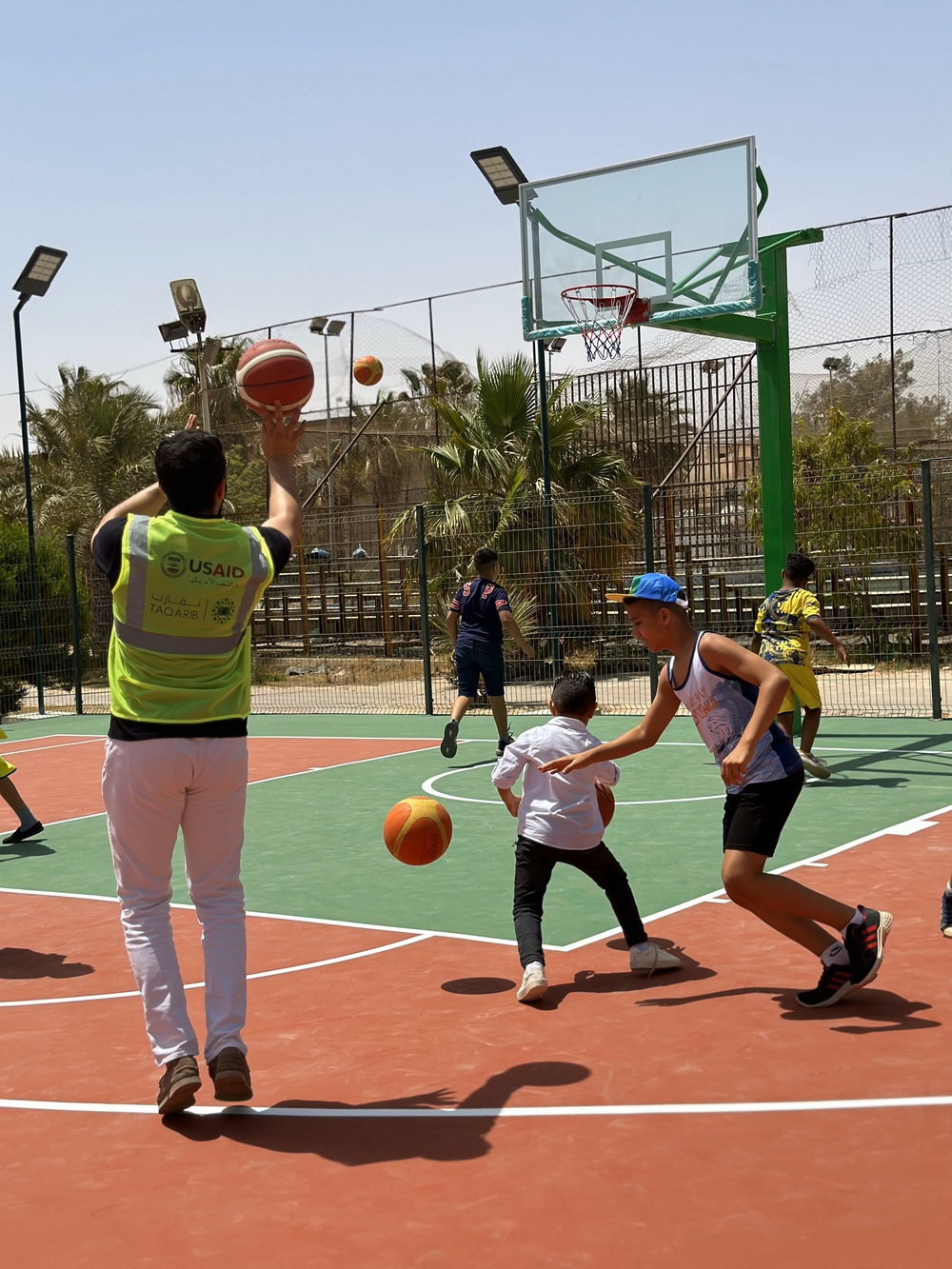 USAID refurbishes a basketball court and sports complex in Zwara, Libya.