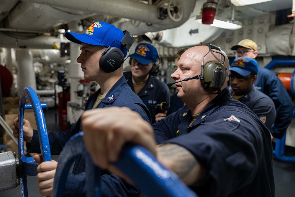 USS Bataan Sailors conduct engineering drills