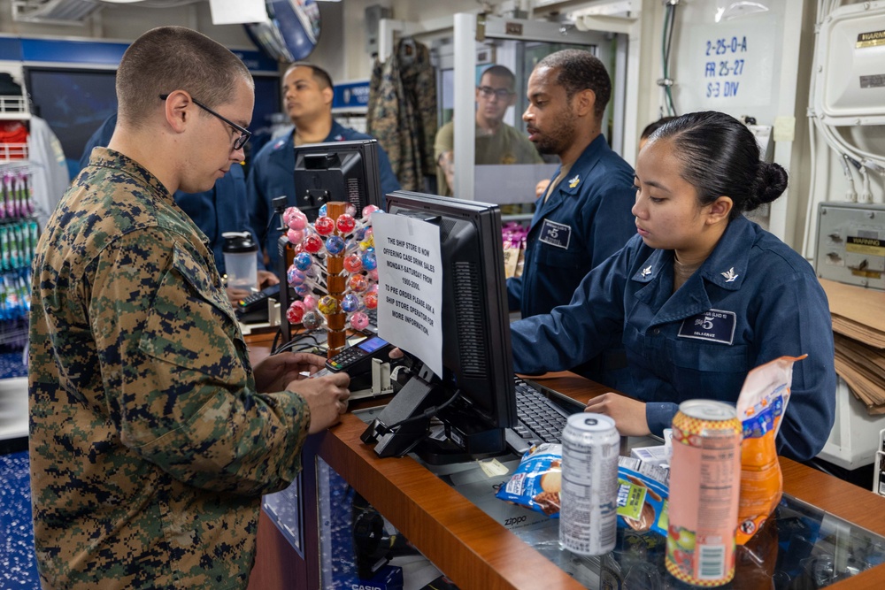 USS Bataan Sailors conduct retail services