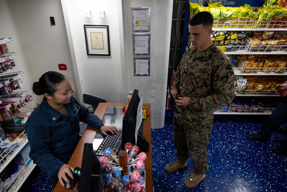 USS Bataan Sailors conduct retail services