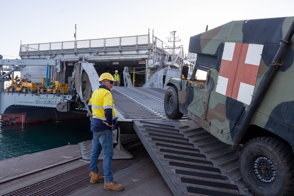 MRF-D equipment boards USNS Millinocket in preparation for Talisman Sabre 23