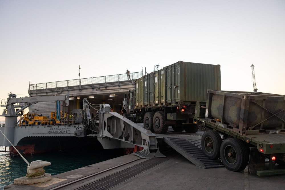 MRF-D embarks equipment on USNS Millinocket in preparation for Talisman Sabre 23