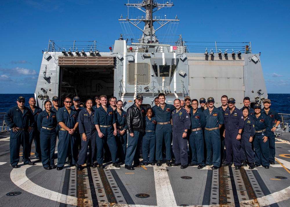 USS Rafael Peralta conducts a SWO pinning