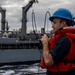 USS Rafael Peralta (DDG 115) conducts a replenishment-at-sea with the Military Sealift Command fleet replenishment oiler USNS Tippecanoe (T-AO 199)