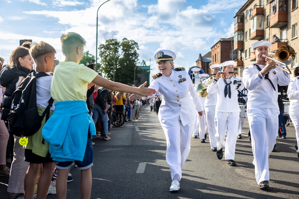 U.S. Naval Forces Europe and Africa Band performs at the Lithuania Sea Festival