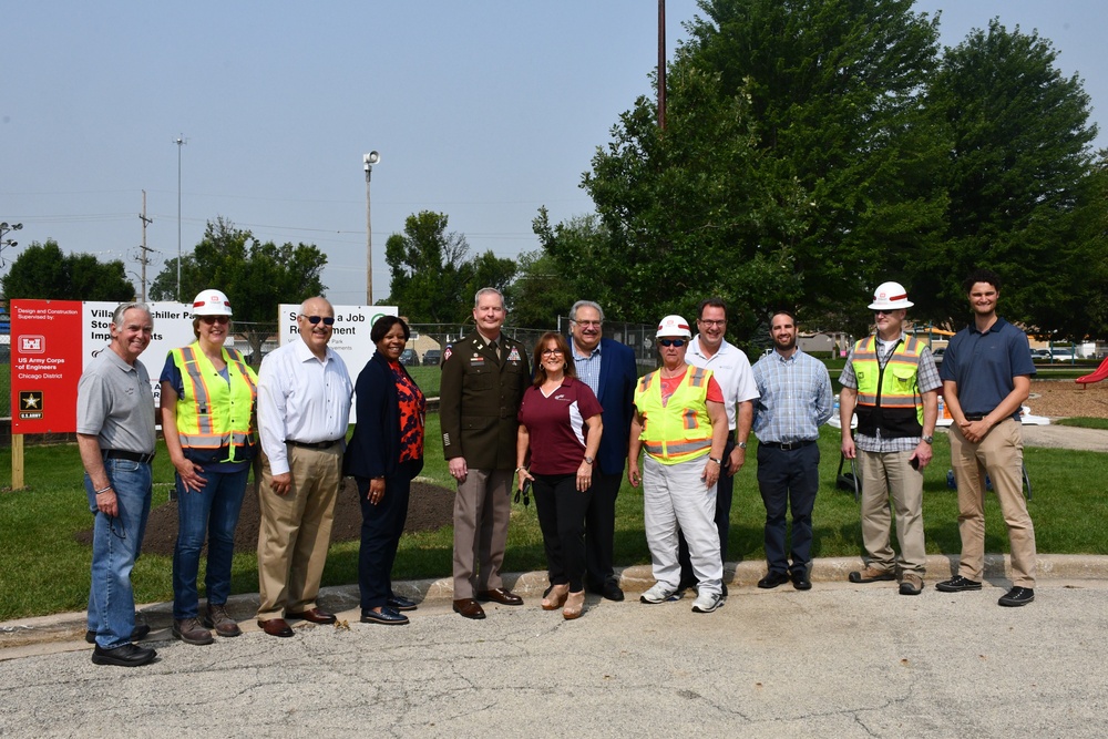 Schiller Park Storm Sewer Improvement Groundbreaking with Army Corps, Schiller Park and John Keno and Company.