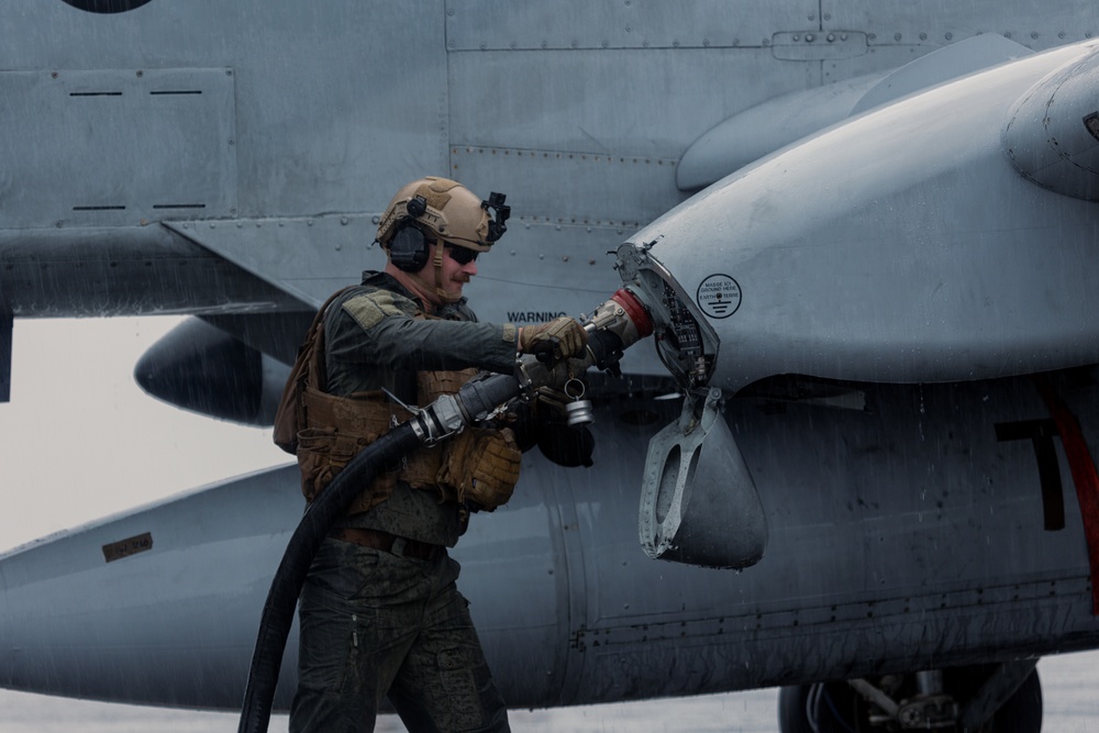 Go with the fuel: MWSS 372 Marines and 61st Fighter Squadron Airmen refuel A-10s during MASA 23