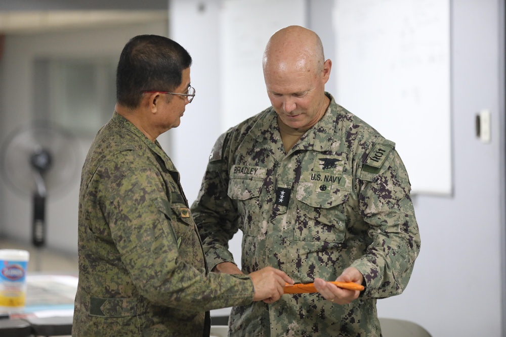 Vice Adm. Frank Bradley, Joint Special Operations Command commanding officer, attends a key leader engagement in the Philippines