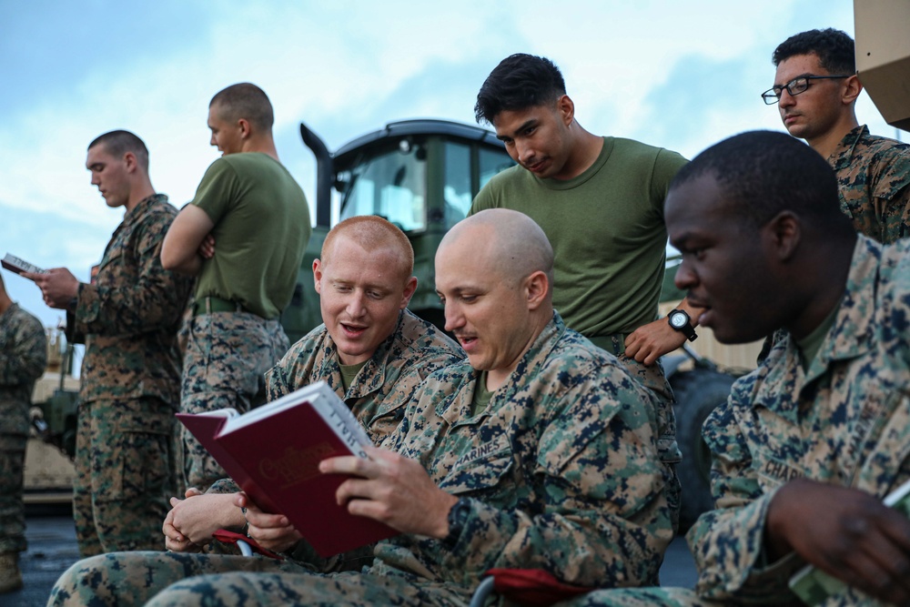 USS Carter Hall Conducts Protestant Services