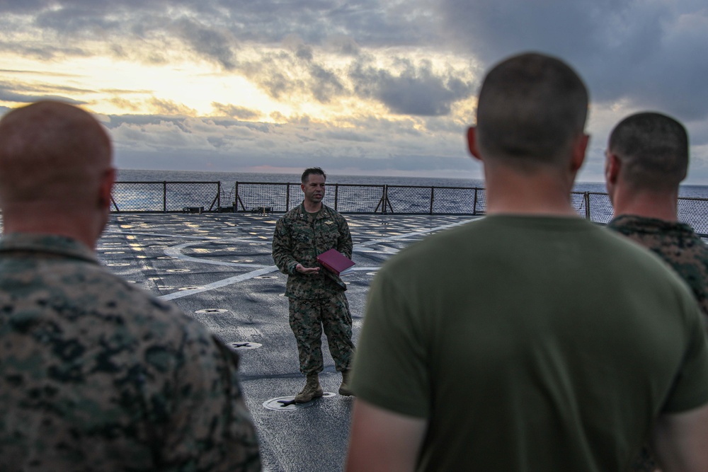 USS Carter Hall Conducts Protestant Services