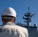 USS Ralph Johnson conducts a replenishment-at-sea with the Japan Maritime Self-Defense Force ship JS Mashu.