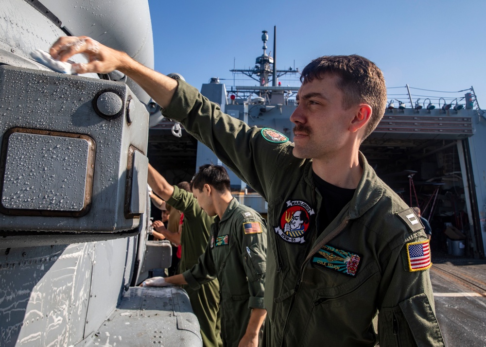 Sailors Conduct Helo Wash-Down aboard USS John Finn (DDG 113)