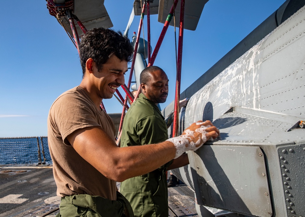 Sailors Conduct Helo Wash-Down aboard USS John Finn (DDG 113)