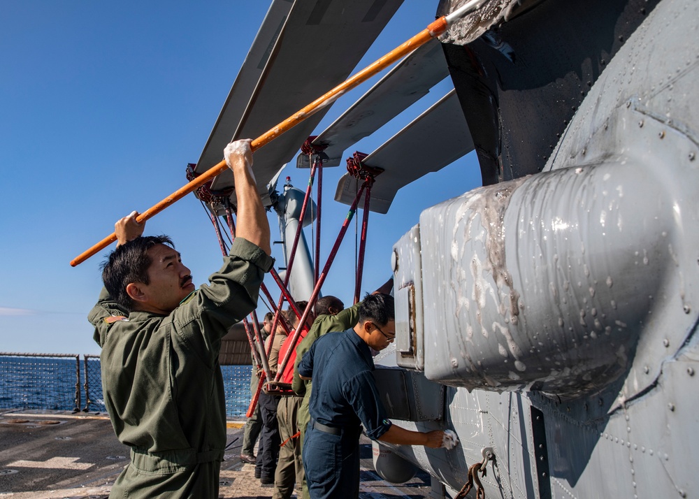 Sailors Conduct Helo Wash-Down aboard USS John Finn (DDG 113)