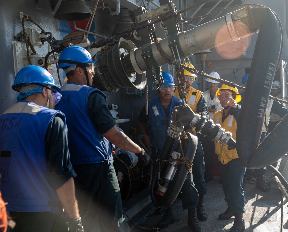 Sailors Secure Fueling Probe Aboard USS Antietam During Talisman Sabre 23