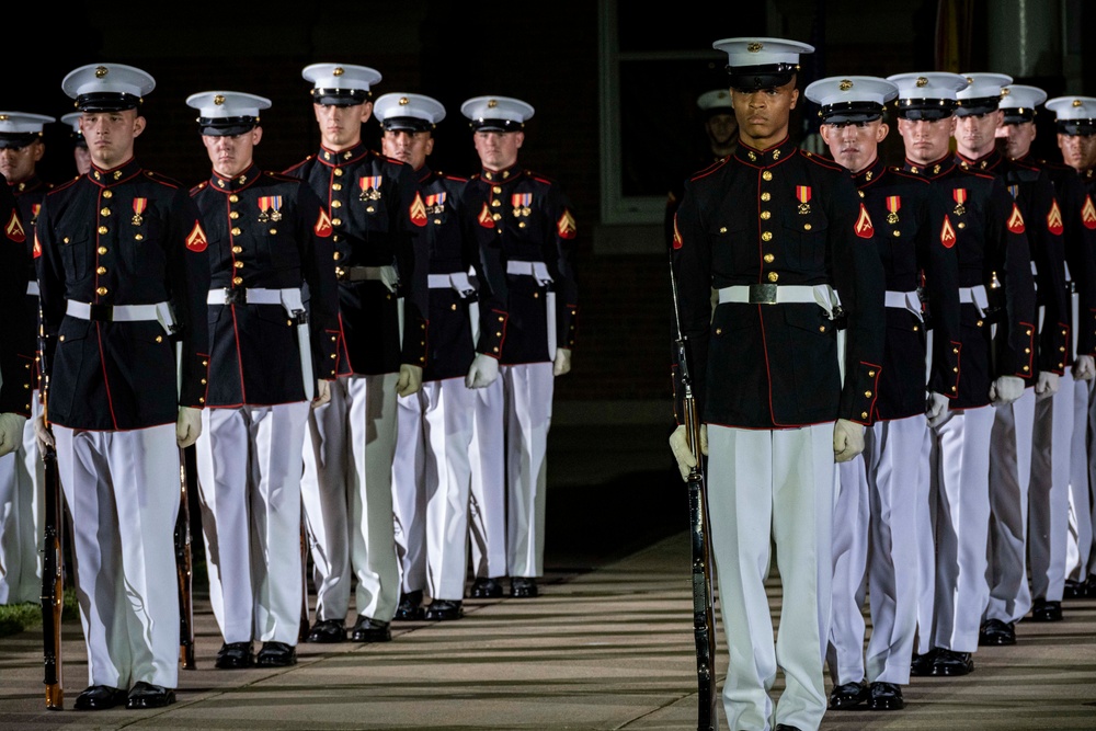 Marine Barracks Washington performs an outstanding evening parade.
