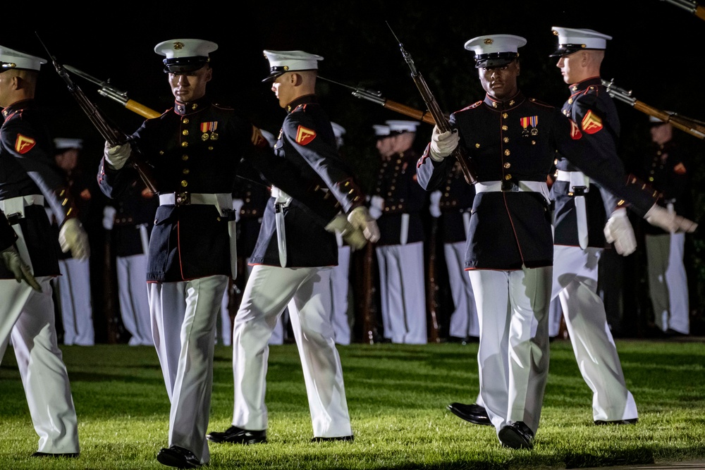 Marine Barracks Washington performs an outstanding evening parade.