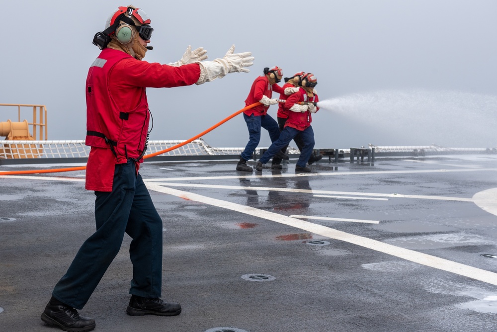 Coast Guard Cutter Healy conducts flight operations training in the Gulf of Alaska