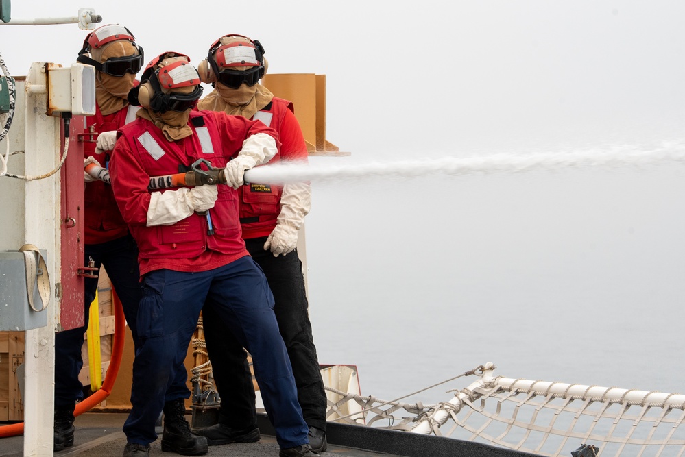 Coast Guard Cutter Healy conducts flight operations training in the Gulf of Alaska