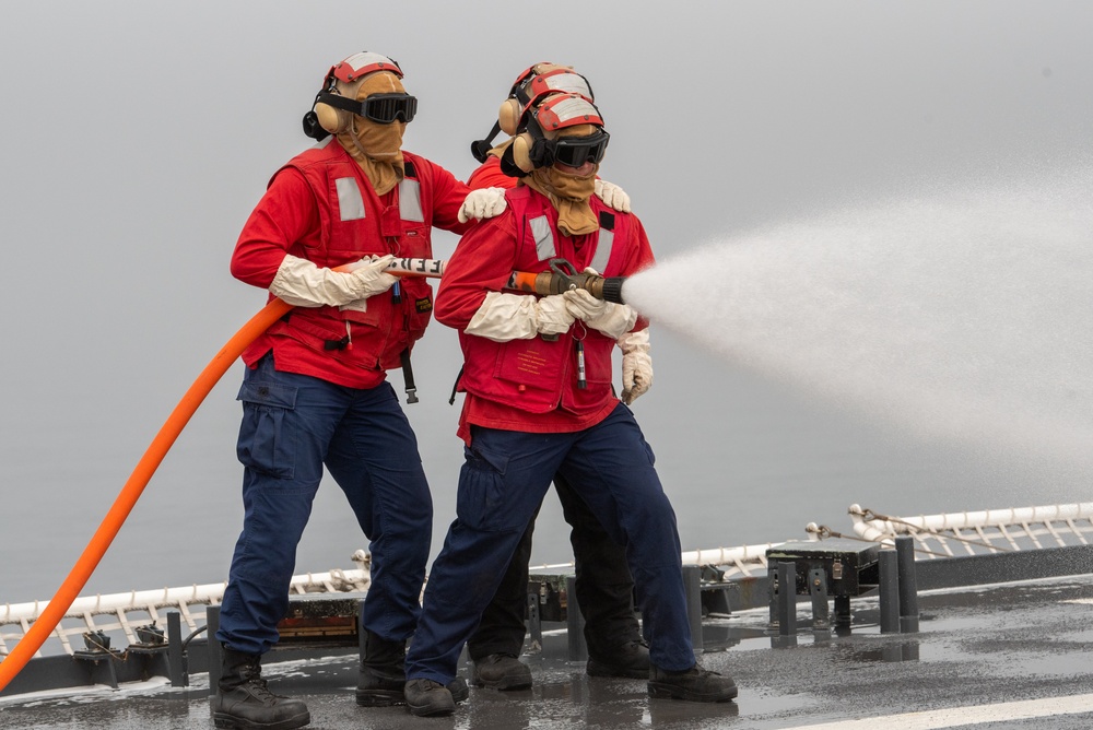 Coast Guard Cutter Healy conducts flight operations training in the Gulf of Alaska