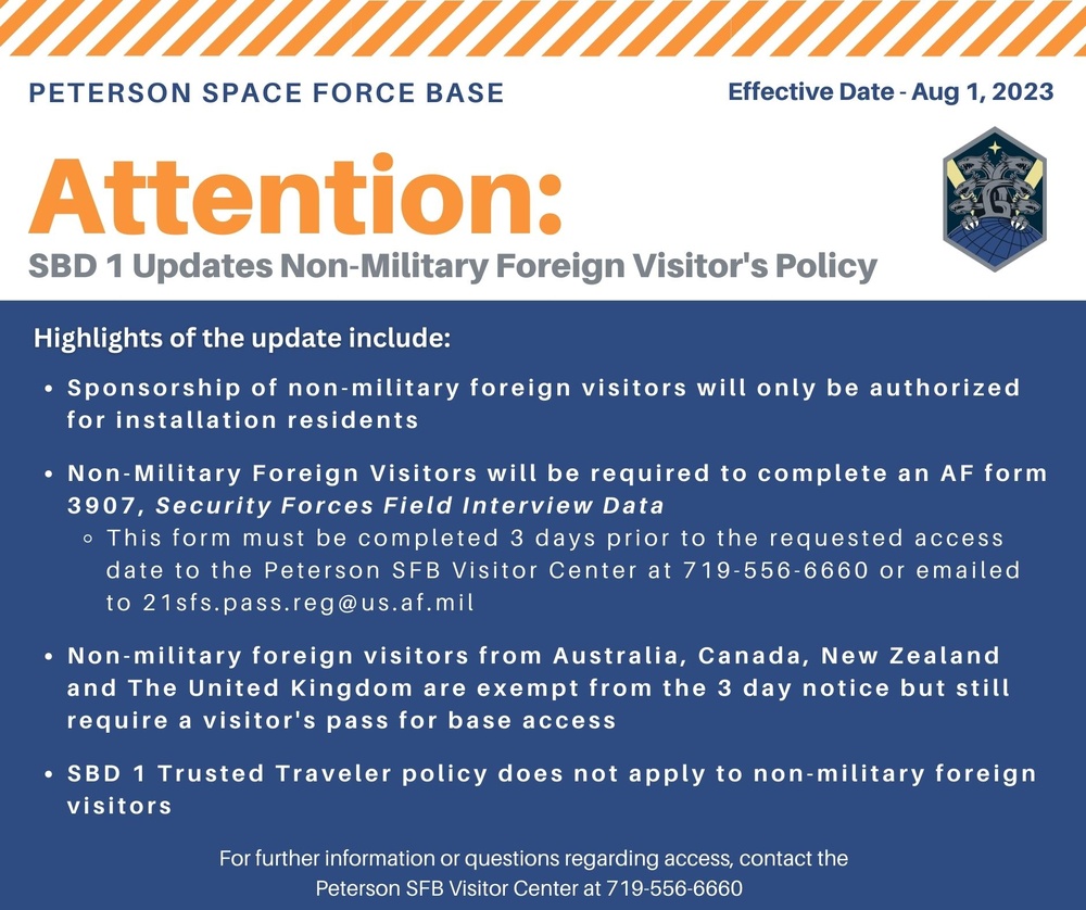 SBD 1 Updates Non-Military Foreign Visitor's Policy