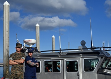 Coast Guard and Marine Corps members test communications during joint interagency communication exercise in San Diego
