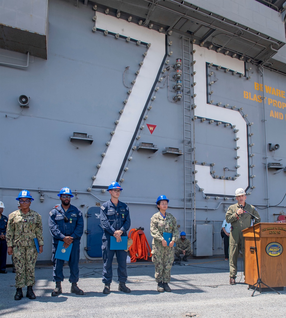 Truman is the flagship of the Harry S. Truman Carrier Strike Group and is currently in port aboard Naval Station Norfolk.