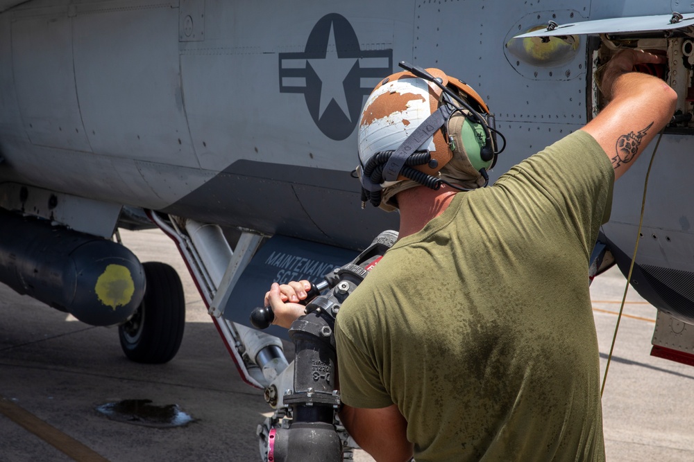 Hot Fuel: VMFA-115 conducts hot fueling operations at Kadena AB during Northern Edge 23-2