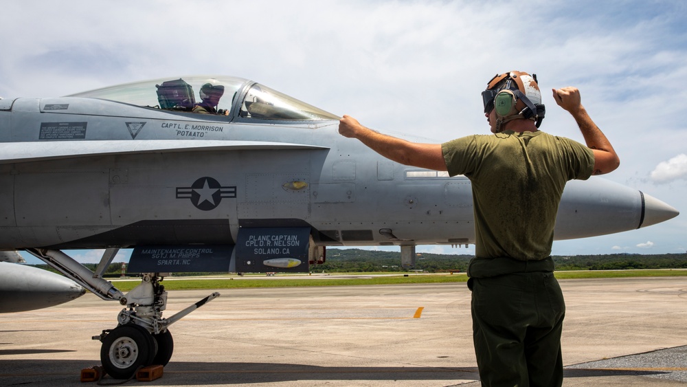 Hot Fuel: VMFA-115 conducts hot fueling operations at Kadena AB during Northern Edge 23-2