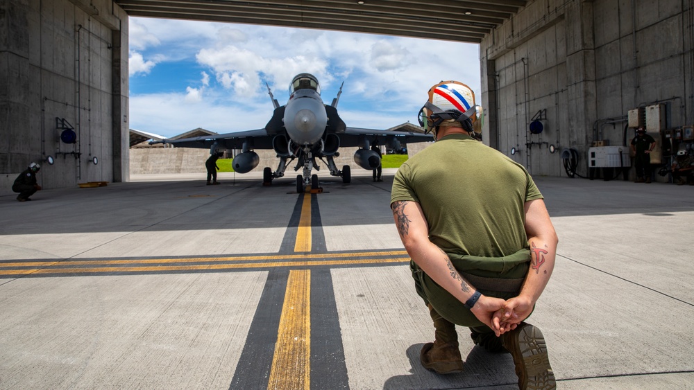 Hot Fuel: VMFA-115 conducts hot fueling operations at Kadena AB during Northern Edge 23-2