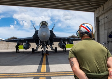 Hot Fuel: VMFA-115 conducts hot fueling operations at Kadena AB during Northern Edge 23-2