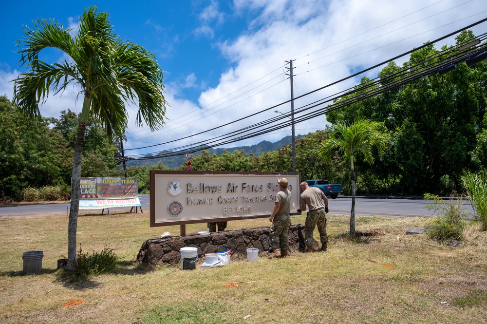 134th Civil Engineers restore Bellows Air Force Station Sign