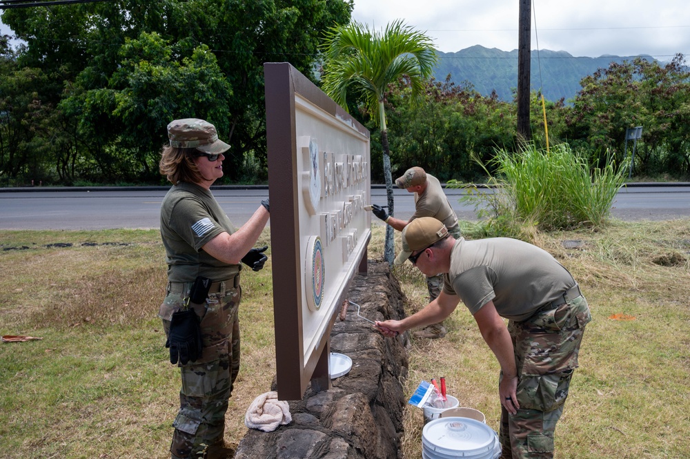 134th Civil Engineers restore Bellows Air Force Station Sign