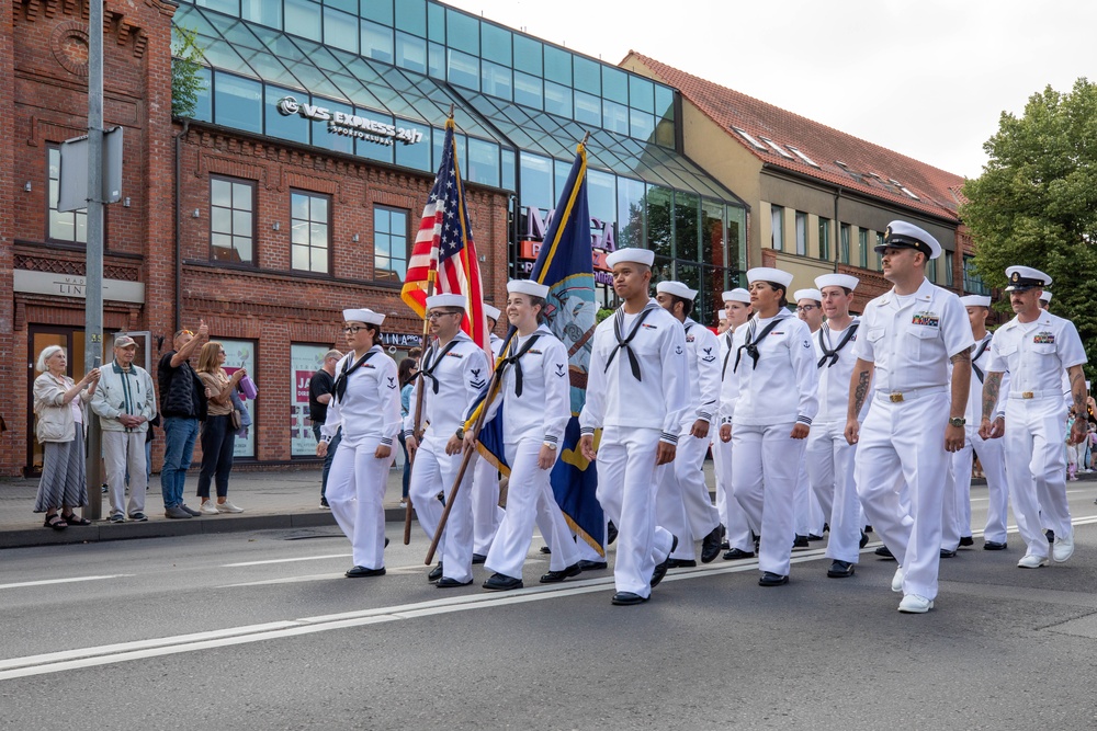 Sailors Assigned to USS Roosevelt March in the 64th Sea Festival Parade, Klaipėda, Lithuania