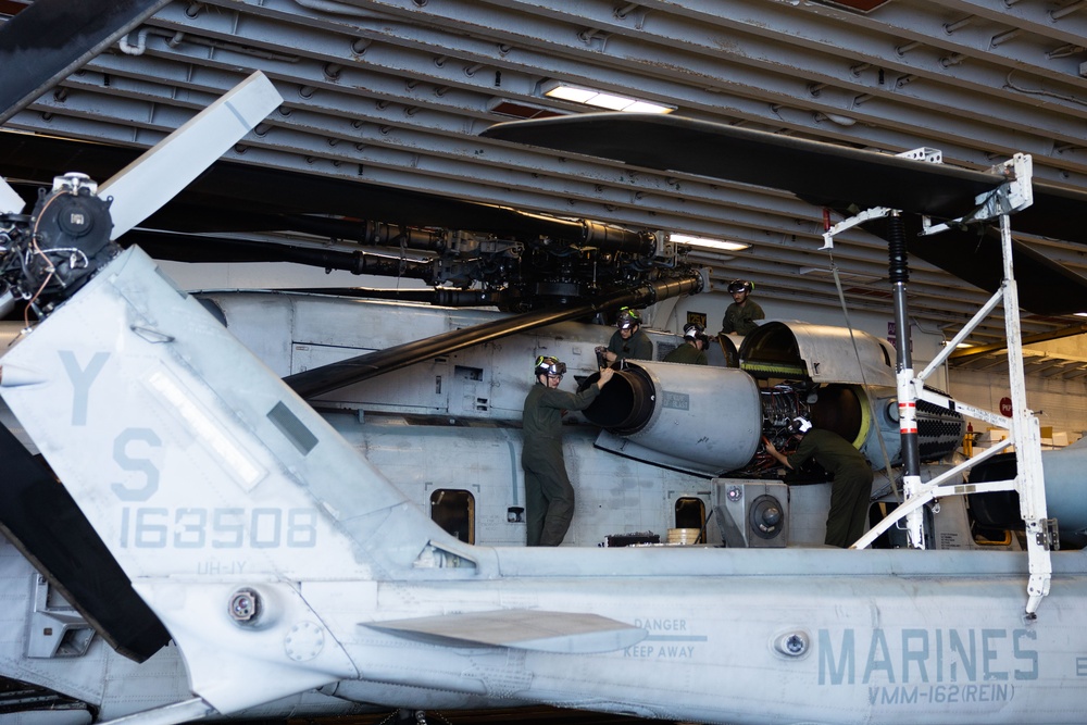 Marines Perform CH-53E Engine Maintenance