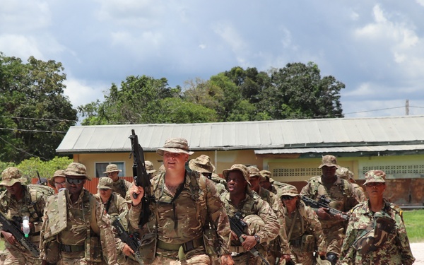 Enemy contact drill demonstration with international troops