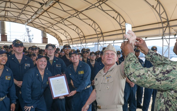 CNO Presents Spokane Trophy to USS Milius