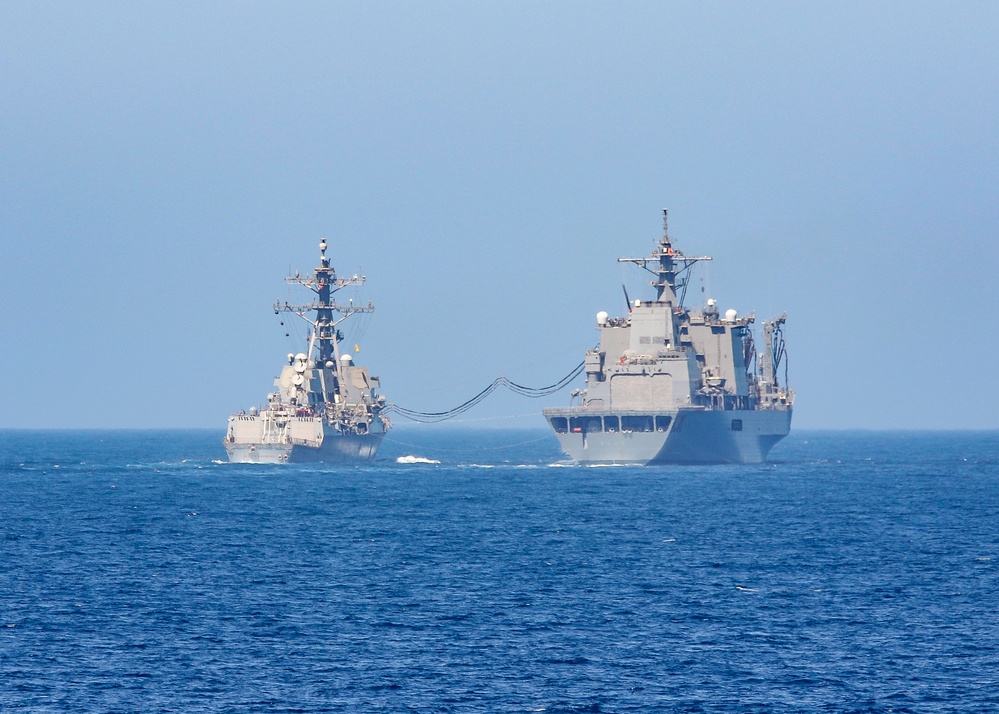 USS Ralph Johnson (DDG 114) Conducts Replenishment-at-Sea with JS Mashu of the Japanese Maritime Self-Defense Force