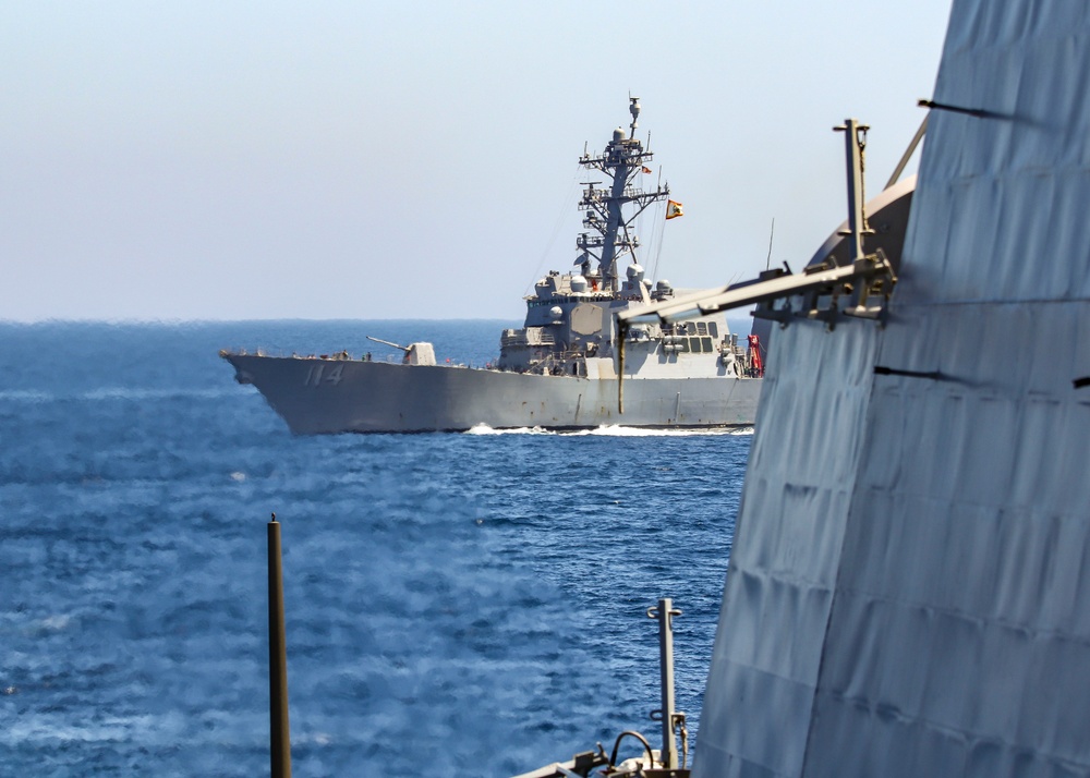 USS Ralph Johnson (DDG 114) Conducts Replenishment-at-Sea with JS Mashu of the Japanese Maritime Self-Defense Force