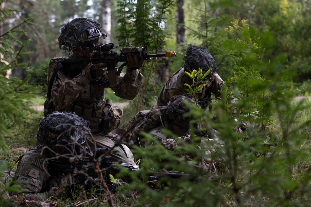 U.S. Army Soldiers showcase combat prowess during situational training exercises near Voru, Estonia