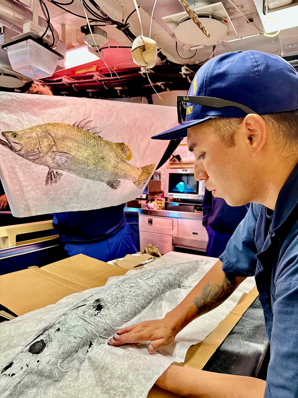 Gyotaku aboard USCGC Oliver Henry (WPC 1140)