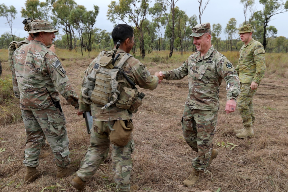 First Corps Command Sgt. Maj. Carns visits 1-21 IN BN during Talisman Sabre