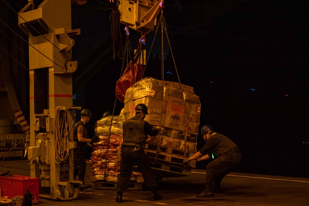 USS Ronald Reagan (CVN 76) conducts fueling-at-sea with USNS Rappahannock (T-AO 204)