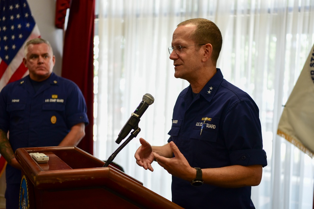 Coast Guard Atlantic Area commander presents Coast Guard First District the Meritorious Unit award