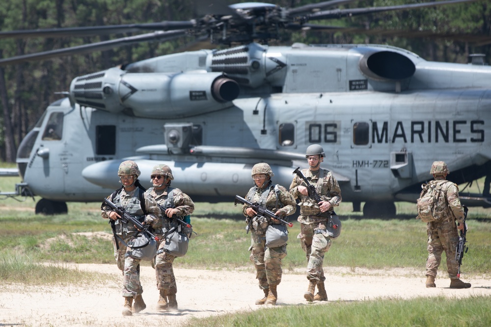 Soldiers Dismount Sea Stallion During Training Exercise