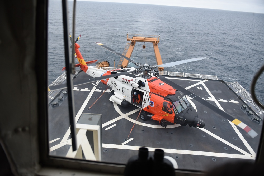 Coast Guard Cutter Healy conducts flight operations in the Gulf of Alaska